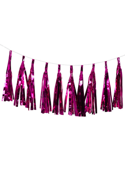 Image of Metallic Hot Pink 9 Pack Of 35cm Decorative Tassels - Main Image