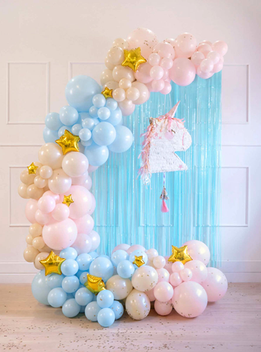 Metallic Light Blue Fringe 200cm Party Curtain Backdrop - Lifestyle Image