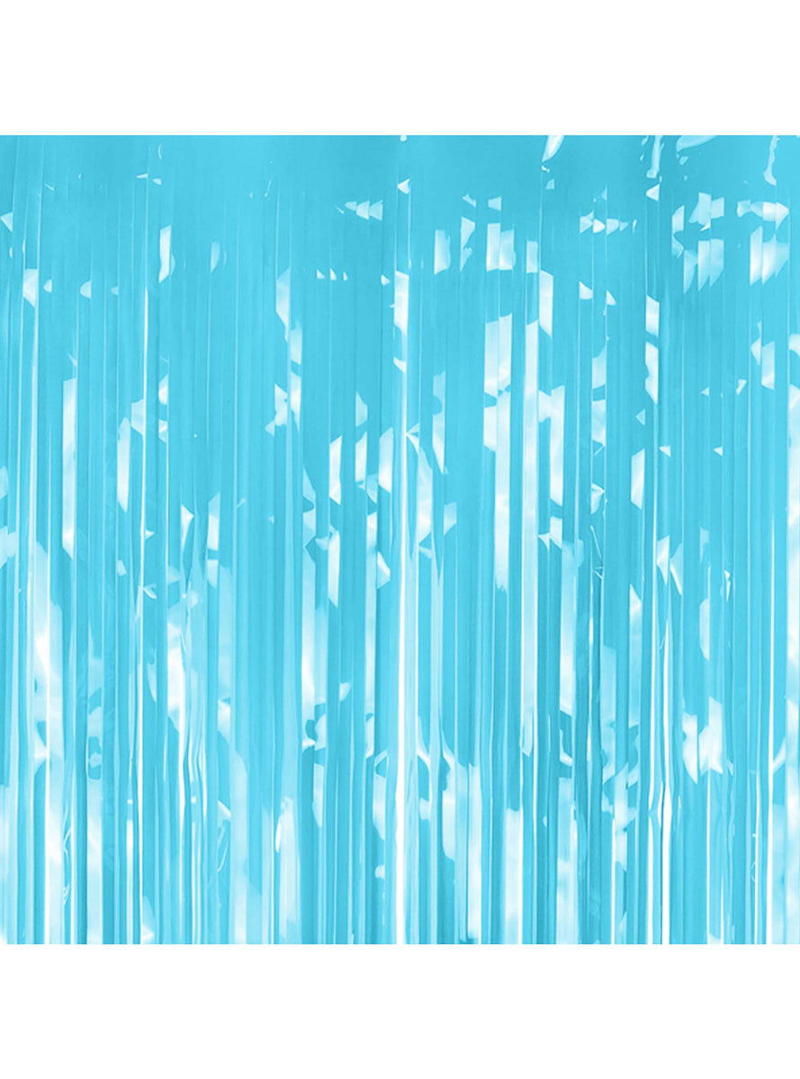 Metallic Light Blue Fringe 200cm Party Curtain Backdrop - Main Image