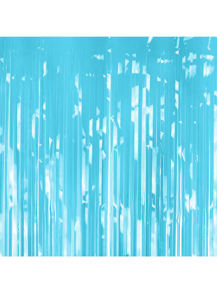 Metallic Light Blue Fringe 200cm Party Curtain Backdrop - Main Image