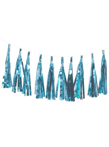 Image of Metallic Light Blue 9 Pack Of 35cm Decorative Tassels - Main Image