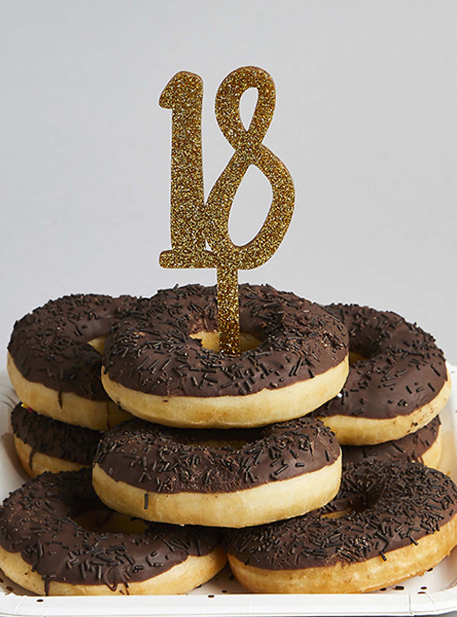 Metallic Mix Up 20cm Gold Glitter 18 Acrylic Cake Topper - Lifestyle Image