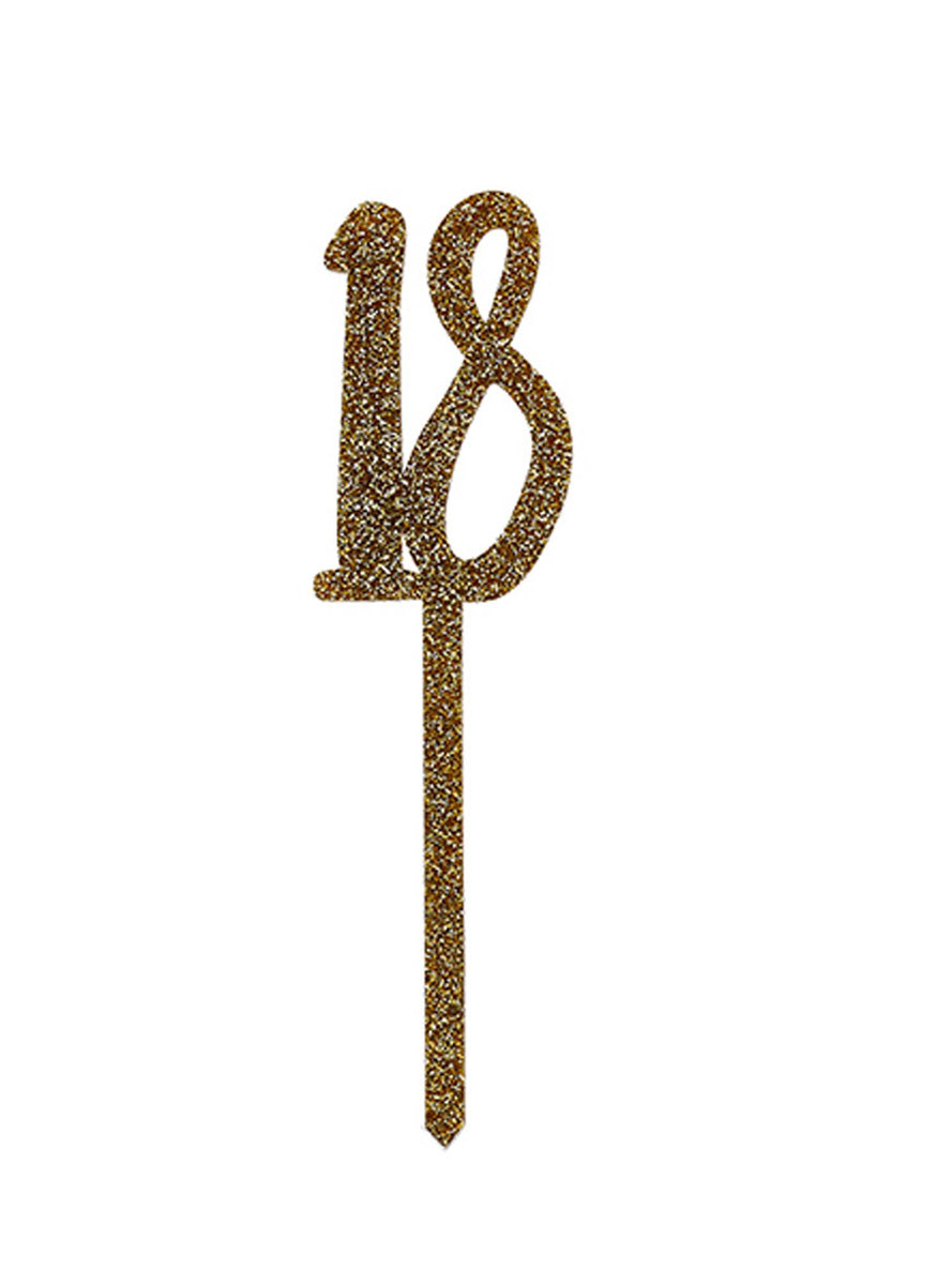 Metallic Mix Up 20cm Gold Glitter 18 Acrylic Cake Topper - Main Image