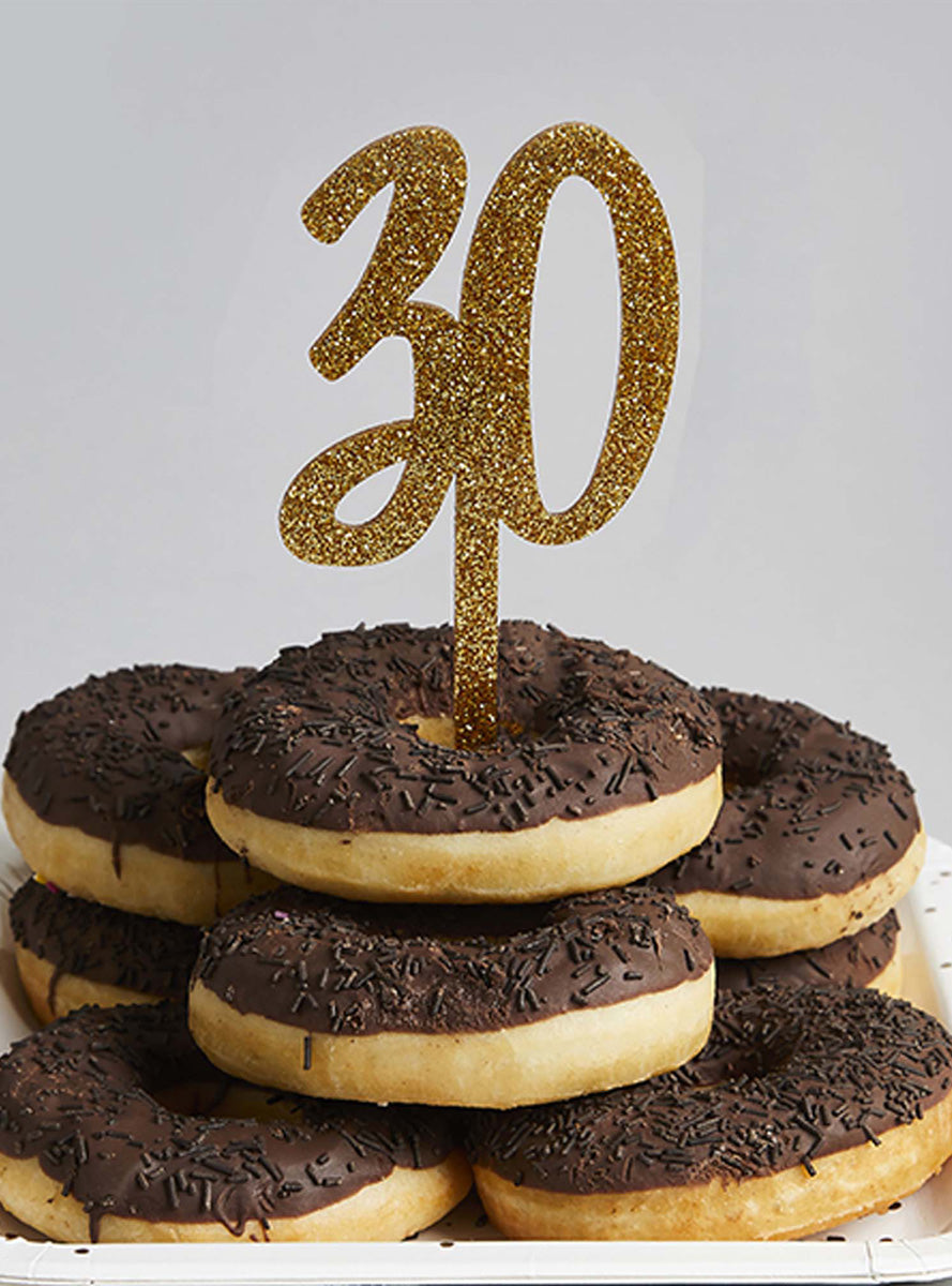 Metallic Mix Up 20cm Gold Glitter 30 Acrylic Cake Topper - Lifestyle Image