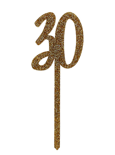 Metallic Mix Up 20cm Gold Glitter 30 Acrylic Cake Topper - Main Image