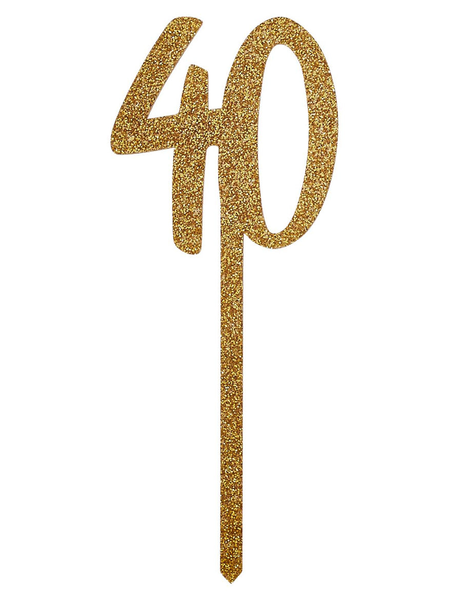 Metallic Mix Up 20cm Gold Glitter 40 Acrylic Cake Topper - Main Image