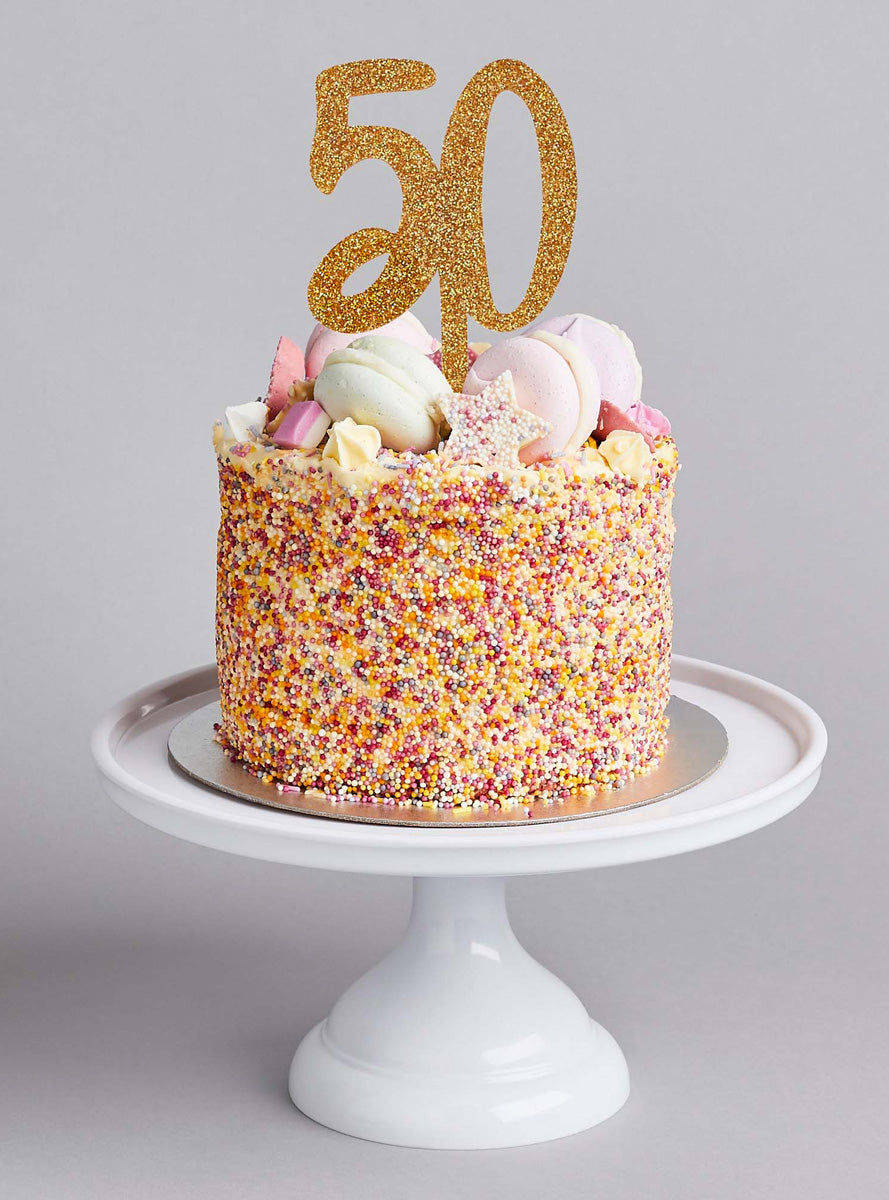 Metallic Mix Up 20cm Gold Glitter 50 Acrylic Cake Topper - Lifestyle Image