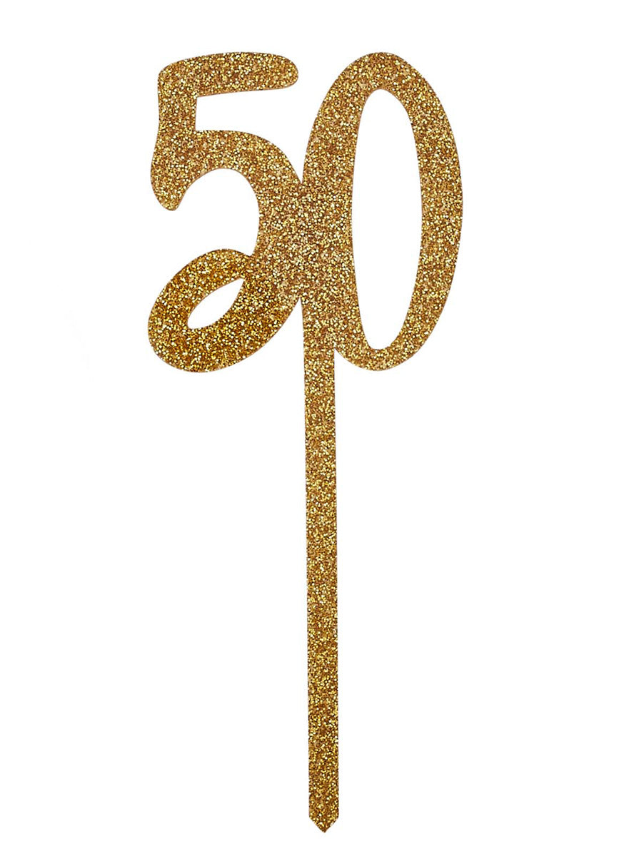 Metallic Mix Up 20cm Gold Glitter 50 Acrylic Cake Topper - Main Image