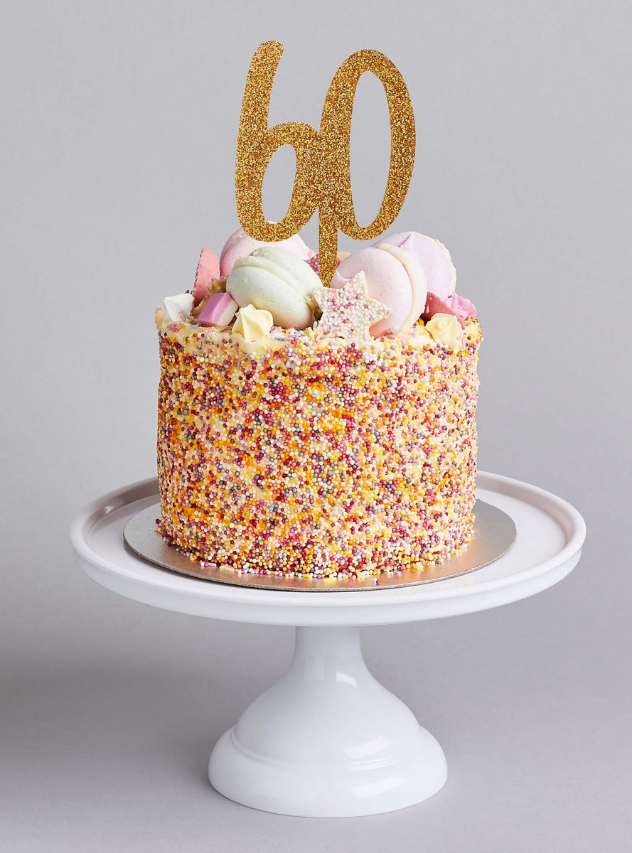 Metallic Mix Up 20cm Gold Glitter 60 Acrylic Cake Topper - Lifestyle Image