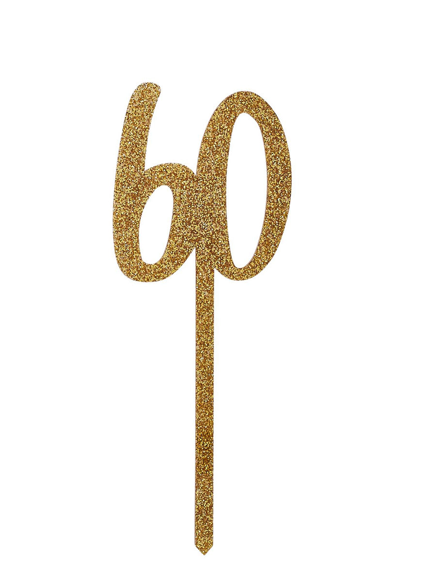 Metallic Mix Up 20cm Gold Glitter 60 Acrylic Cake Topper - Main Image