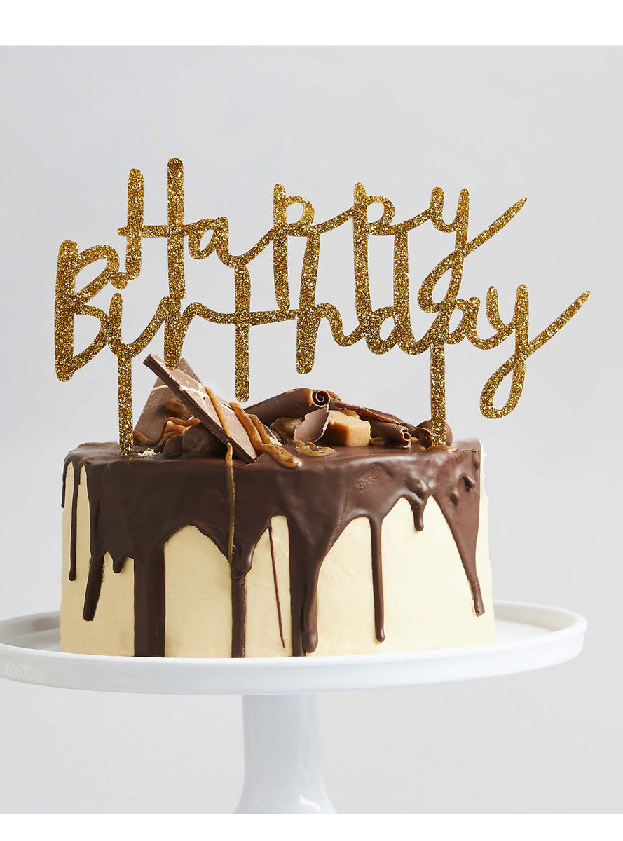 Metallic Mix Up 20cm Gold Happy Birthday Acrylic Cake Topper - Lifestyle Image