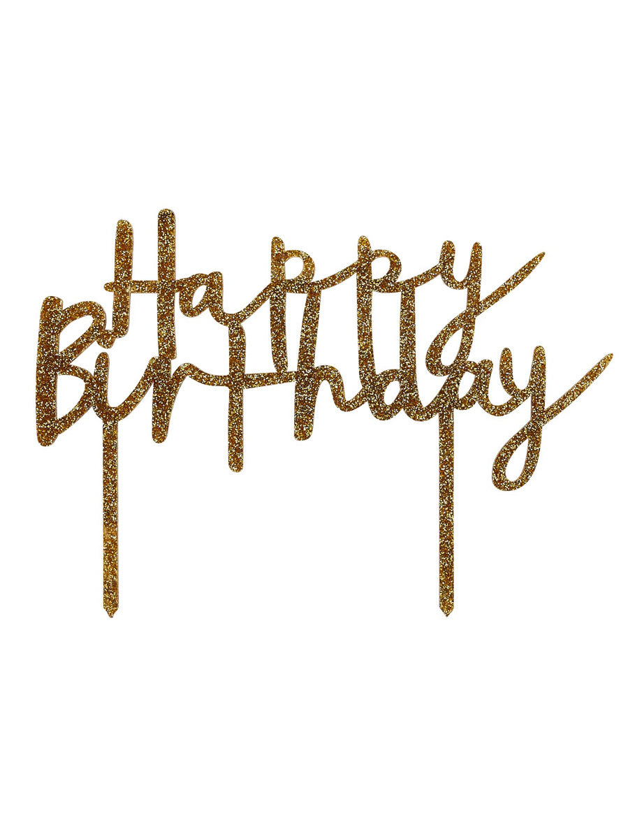 Metallic Mix Up 20cm Gold Happy Birthday Acrylic Cake Topper - Main Image