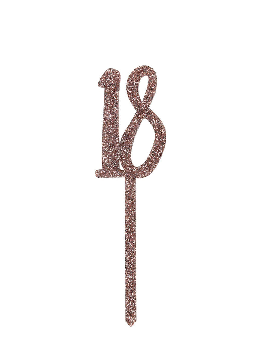 Metallic Mix Up 20cm Rose Gold Glitter 18 Acrylic Cake Topper - Main Image