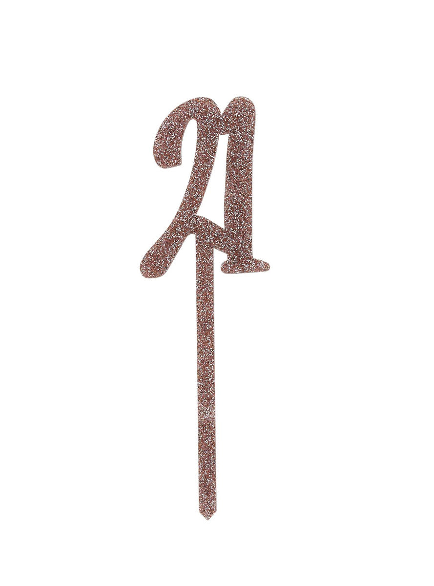 Metallic Mix Up 20cm Rose Gold Glitter 21 Acrylic Cake Topper - Main Image