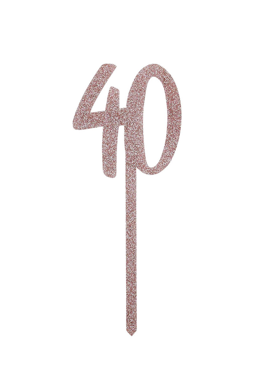 Metallic Mix Up 20cm Rose Gold Glitter 40 Acrylic Cake Topper - Main Image