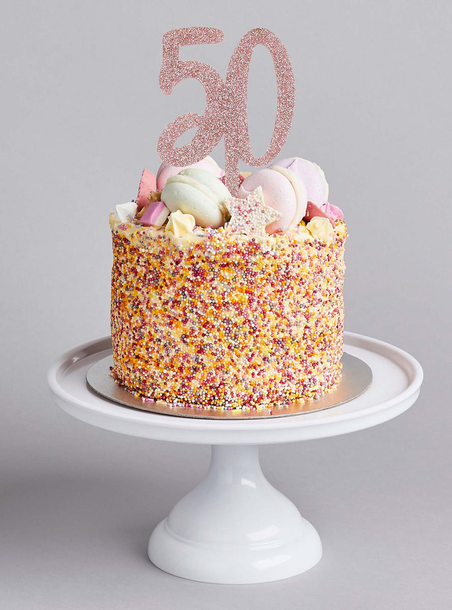 Metallic Mix Up 20cm Rose Gold Glitter 50 Acrylic Cake Topper - Lifestyle Image