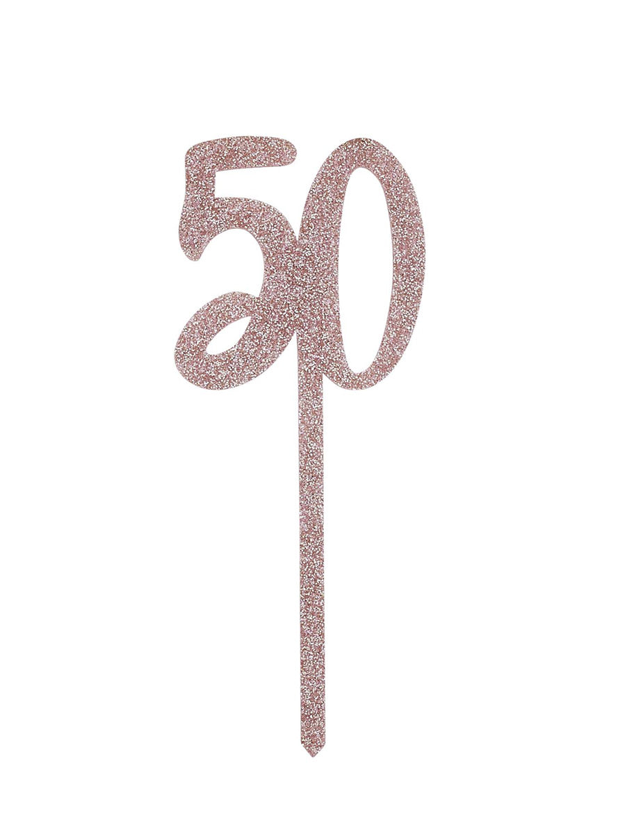 Metallic Mix Up 20cm Rose Gold Glitter 50 Acrylic Cake Topper - Main Image
