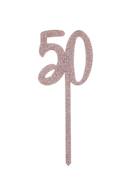 Metallic Mix Up 20cm Rose Gold Glitter 50 Acrylic Cake Topper - Main Image