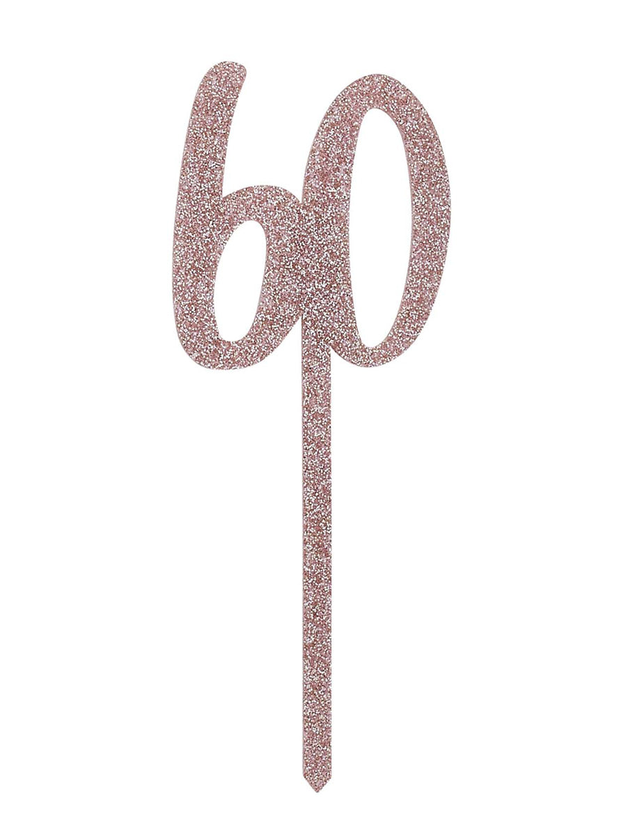 Metallic Mix Up 20cm Rose Gold Glitter 60 Acrylic Cake Topper - Main Image
