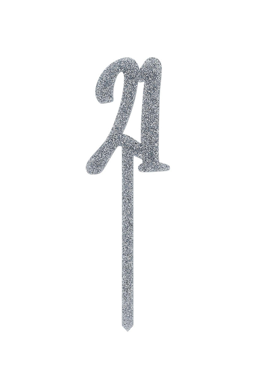 Metallic Mix Up 20cm Silver Glitter 21 Acrylic Cake Topper - Main Image