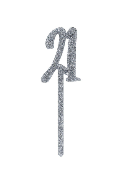 Metallic Mix Up 20cm Silver Glitter 21 Acrylic Cake Topper - Main Image
