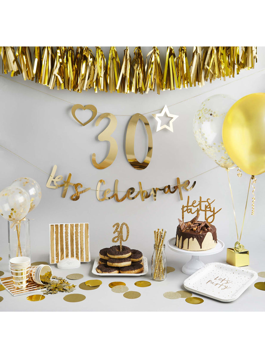 Metallic Mix Up 220cm Gold Lets Celebrate Customisable Birthday Party Banner - Lifestyle Image