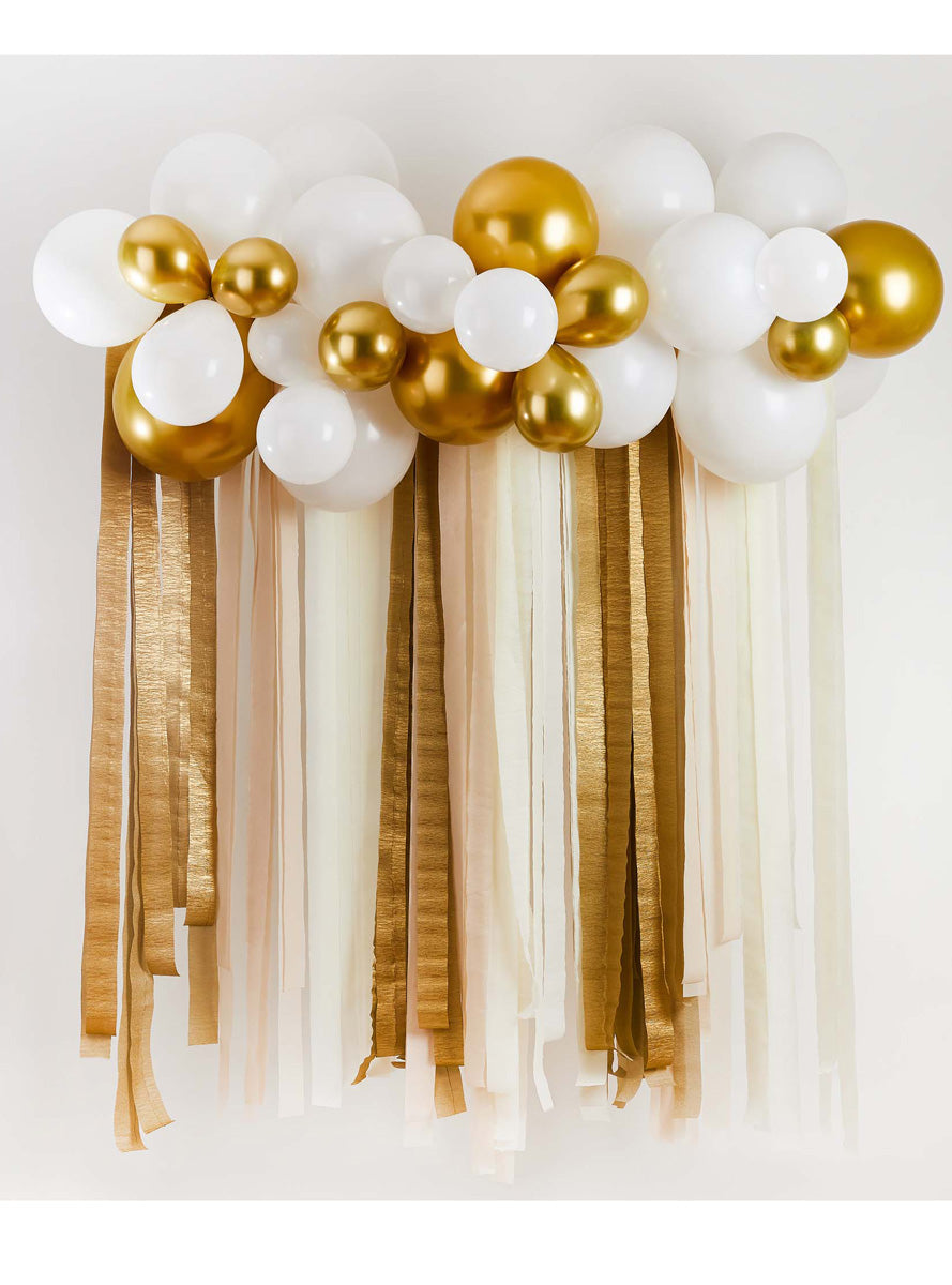 Metallic Mix Up 30 Piece Gold Balloon and Streamer Backdrop Kit - Lifestyle Image 2