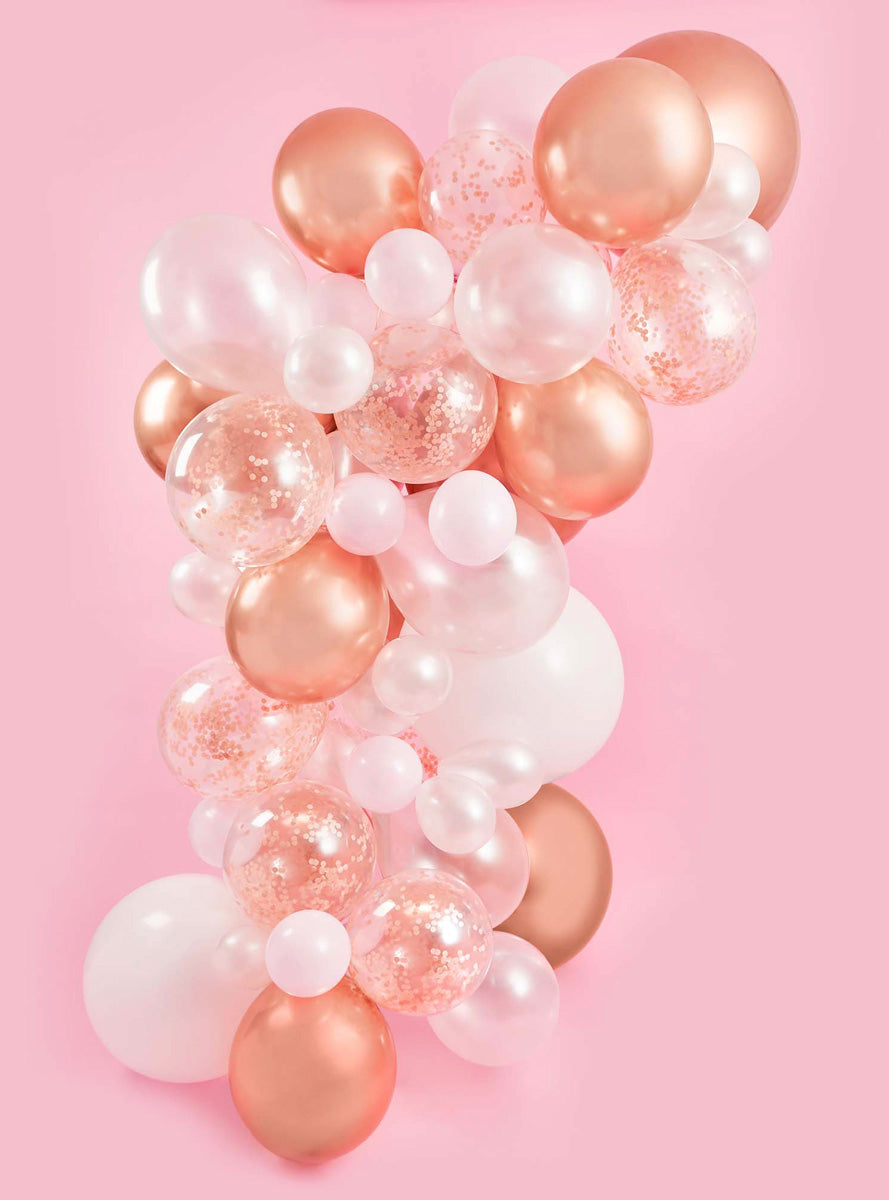 Metallic Mix Up 64 Piece Rose Gold Balloon Arch Kit - Close Image