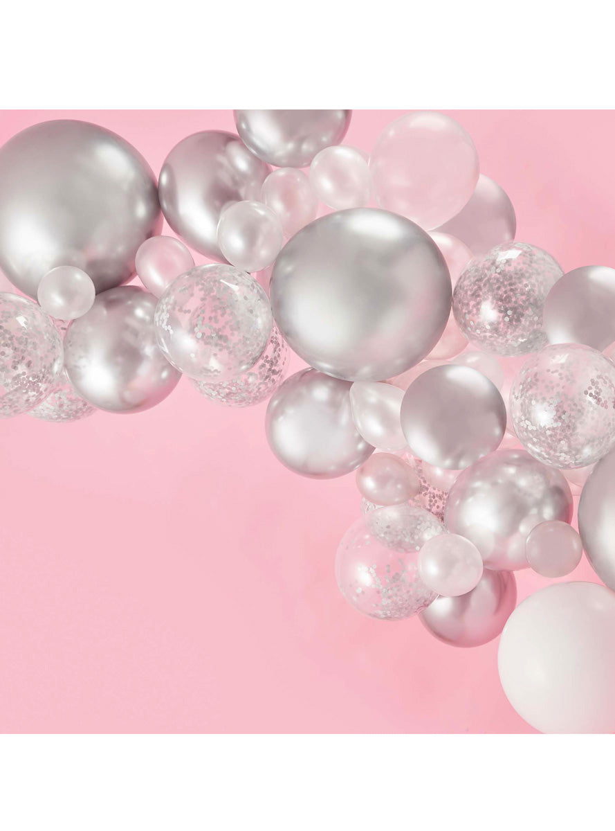 Metallic Mix Up 64 Piece Silver Balloon Arch Kit - Close Image