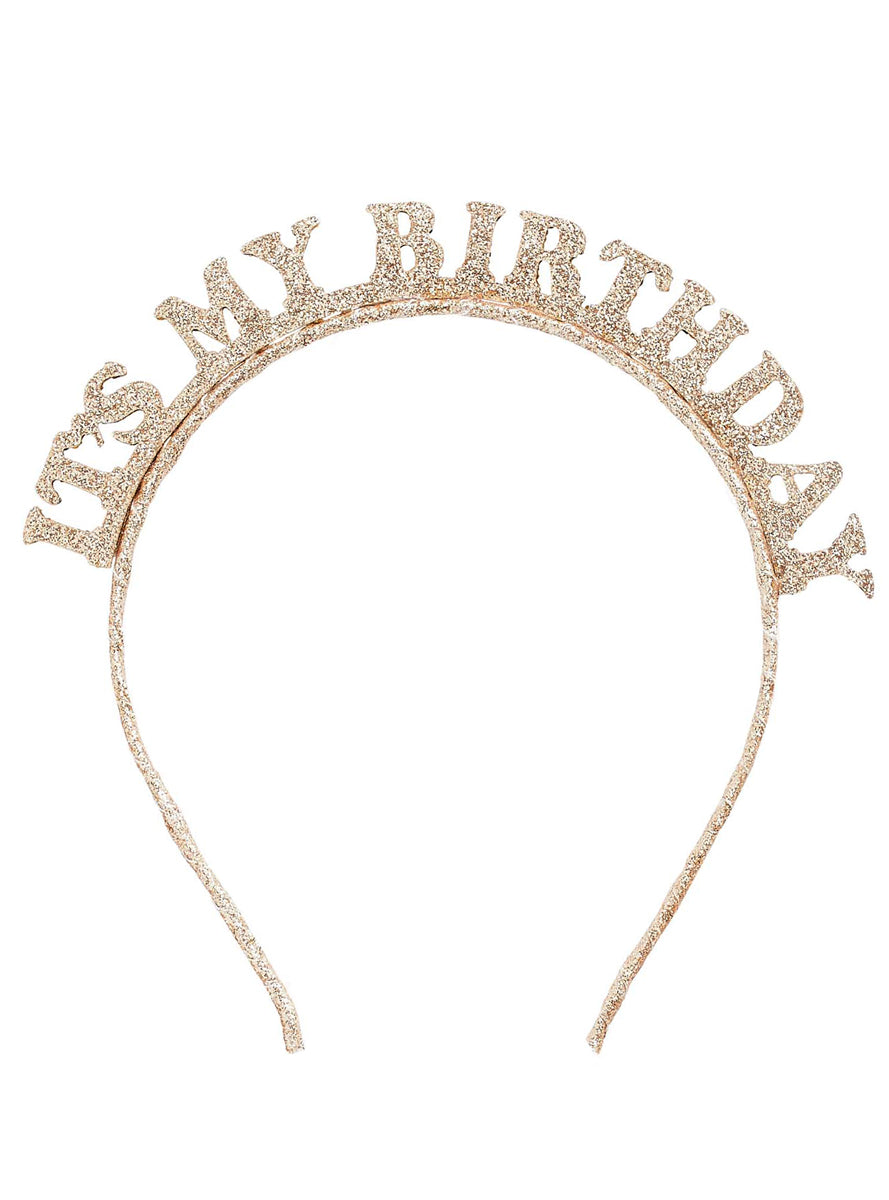 Metallic Mix-Up Gold Glitter Its My Birthday Headband - Main Image
