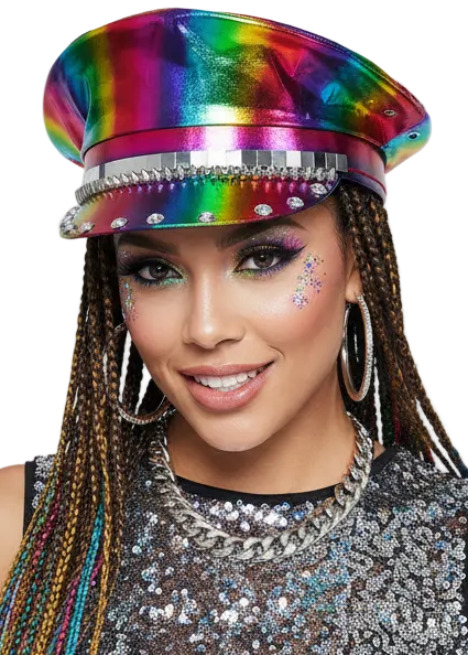 Rainbow Metallic Mardi Gras Visor Hat - main image