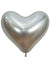 Metallic Reflex Silver Single 35cm Heart Shaped Latex Balloon