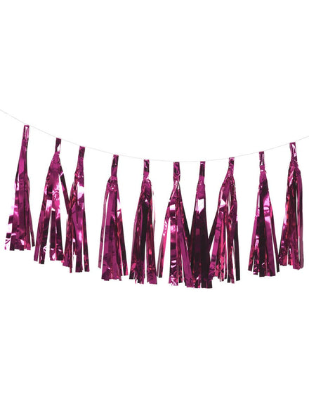 Image of Metallic Rose Pink 9 Pack Of 35cm Decorative Tassels - Main Image