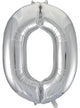 Image of Metallic Silver 84cm Number 0 Foil Balloon