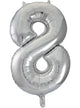 Image of Metallic Silver 84cm Number 8 Foil Balloon