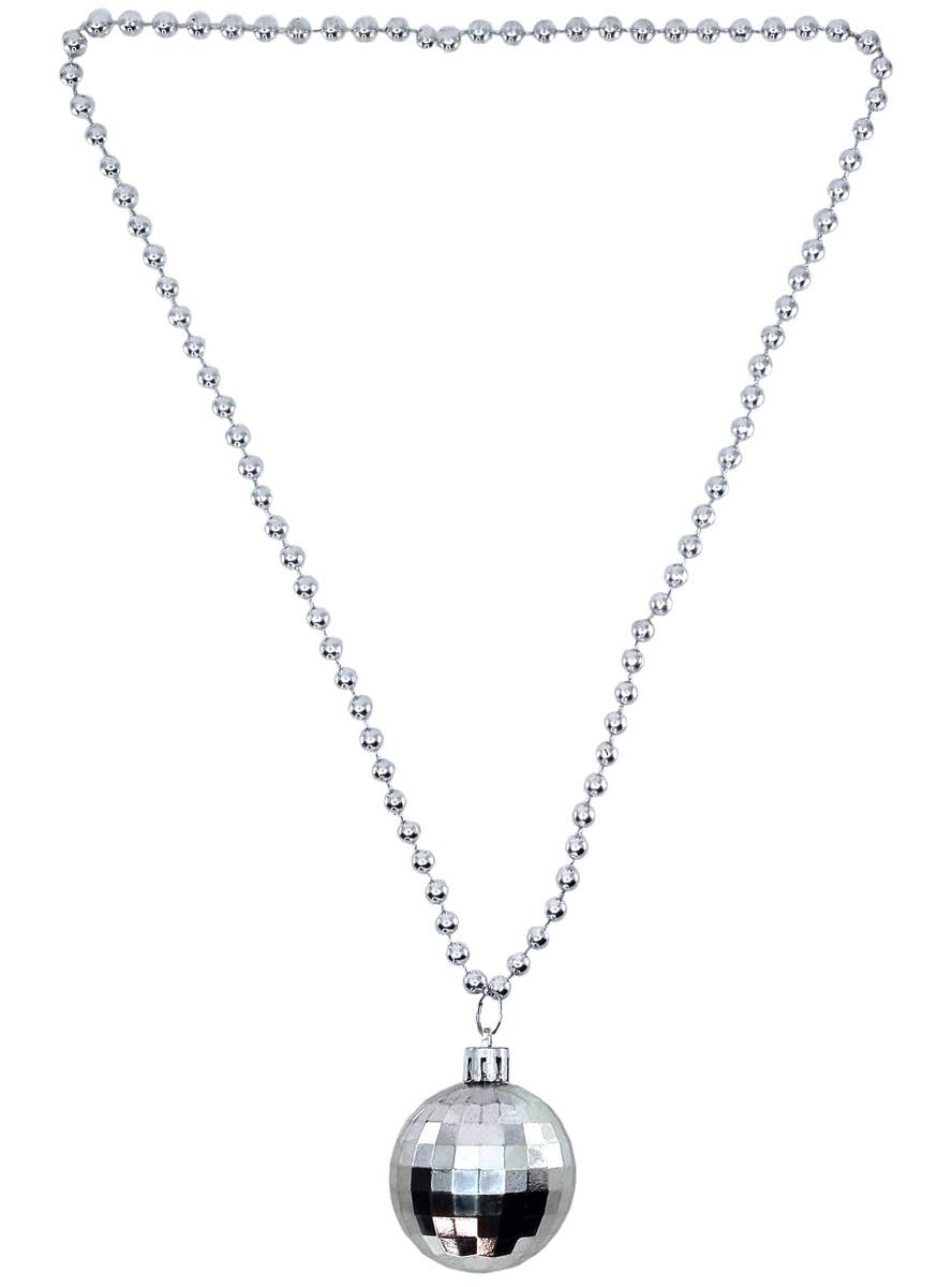 70's Metallic Silver Disco Ball Costume Necklace