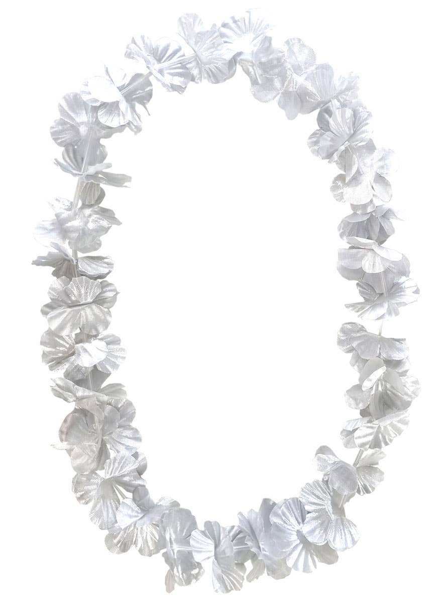 Image of Metallic Silver Fabric Flower Hawaiian Costume Lei