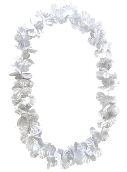 Image of Metallic Silver Fabric Flower Hawaiian Costume Lei