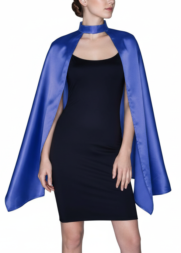 Blue Satin Mid Length Costume Cape  main image