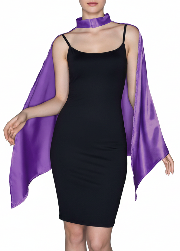 Purple Satin Mid Length Costume Cape - main image