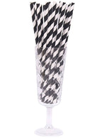 Image of Midnight Black and White Stripe 50 Pack Paper Straws