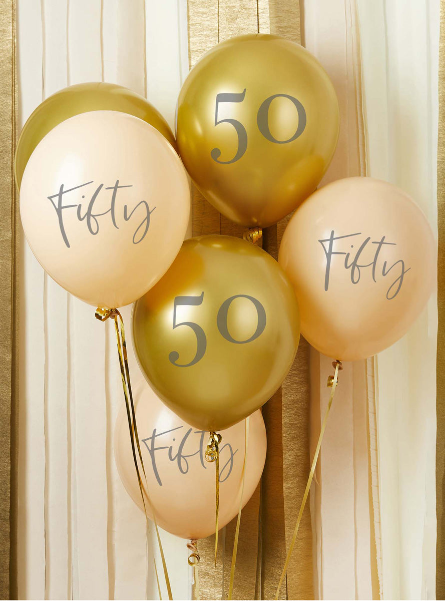 Milestone 50th Birthday 6 Pack 30cm Printed Latex Balloons - Lifestyle Image