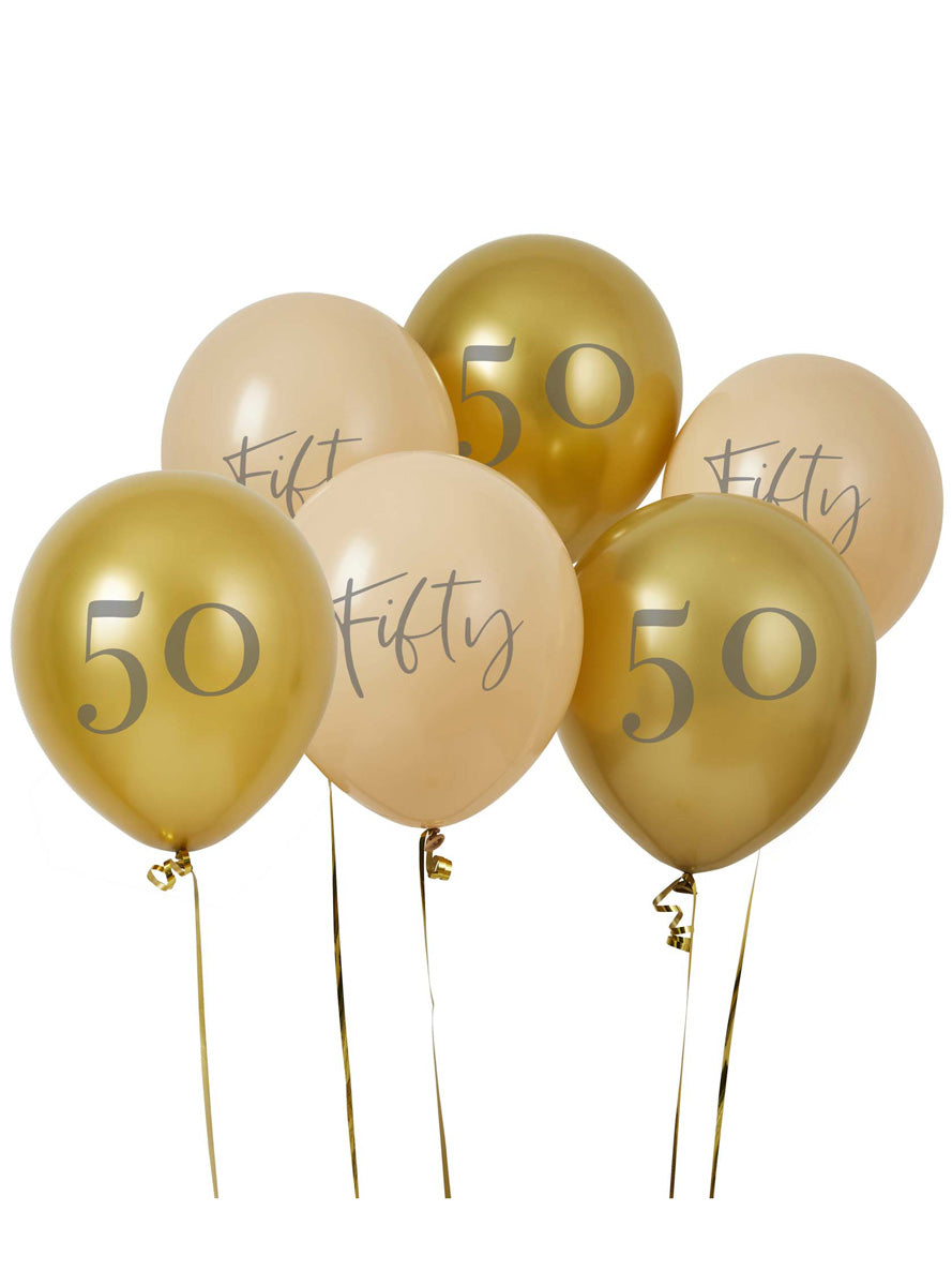 Milestone 50th Birthday 6 Pack 30cm Printed Latex Balloons - Main Image