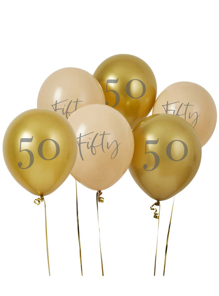Milestone 50th Birthday 6 Pack 30cm Printed Latex Balloons - Main Image
