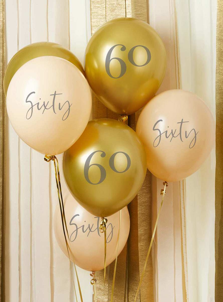 Milestone 60th Birthday 6 Pack 30cm Printed Latex Balloons - Lifestyle Image