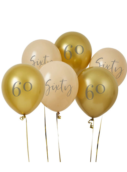 Milestone 60th Birthday 6 Pack 30cm Printed Latex Balloons - Main Image