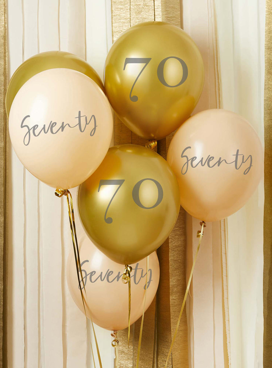 Milestone 70th Birthday 6 Pack 30cm Printed Latex Balloons - Lifestyle Image