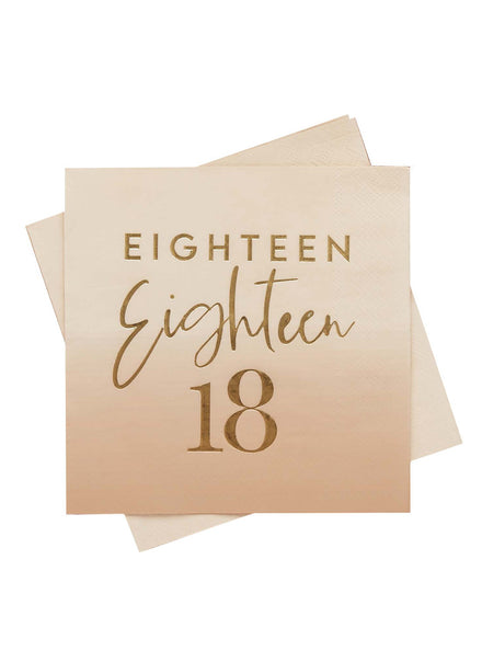 Milestone Birthday 16 Pack Gold Foiled 18th Lunch Napkins - Main Image