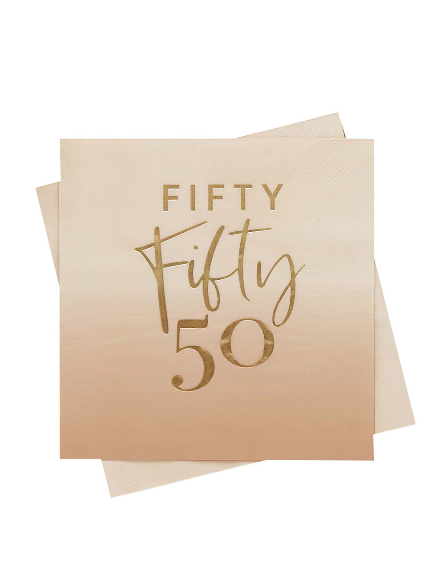 Milestone Birthday 16 Pack Gold Foiled 50th Lunch Napkins - Main Image
