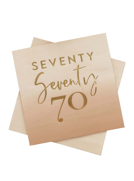 Milestone Birthday 16 Pack Gold Foiled 70th Lunch Napkins - Main Image